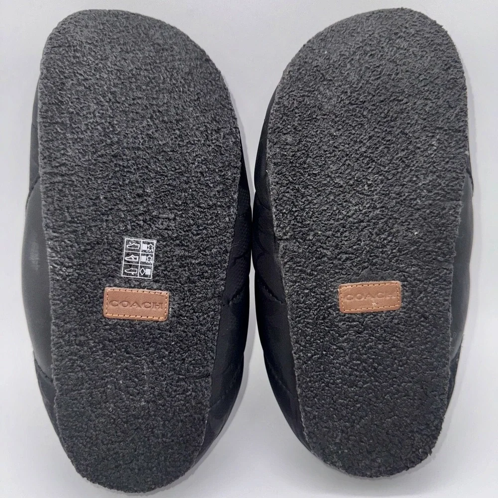 COACH Rachelle Slippers Women's Size 6 Black‎ Monogram Quilted Nylon Mules